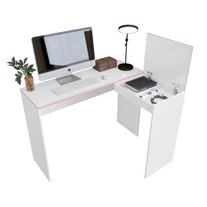 Imagem de Mesa Escritório Em L Com Porta Oculta Escrivaninha De Canto Para Computador Home Office Amplo Espaço Base Firme