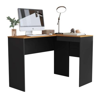 Imagem de Mesa Escritório Em L Com Porta Oculta Escrivaninha De Canto Para Computador Home Office Amplo Espaço Base Firme