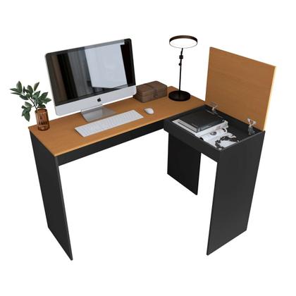 Imagem de Mesa Escritório Em L Com Porta Oculta Escrivaninha De Canto Para Computador Home Office Amplo Espaço Base Firme