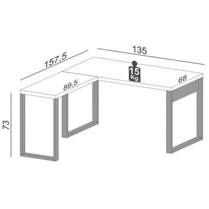 Imagem de Mesa Escritório Em L Estilo Industrial F22 Freijó/Preto Fosco - Pradel