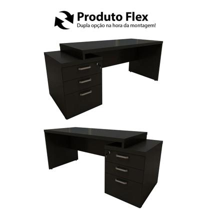 Imagem de Mesa Escritório Extensível 170cm a 192cm 3 Gav. Pé Painel F5