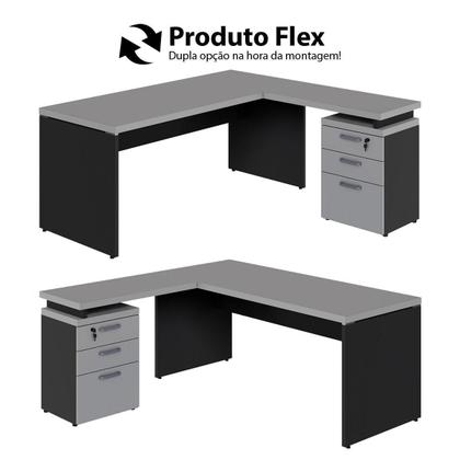 Imagem de Mesa Escritório L 170cm x 70cm Gaveteiro 3 Gav. Pé Painel F5