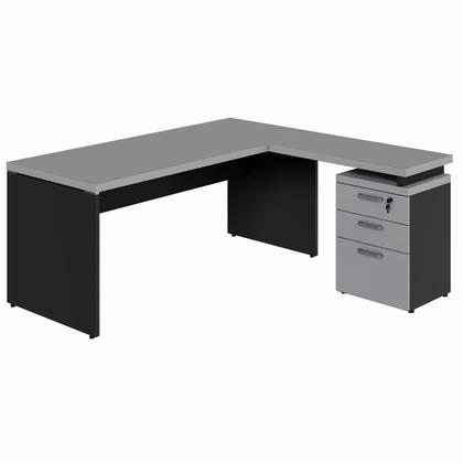 Imagem de Mesa Escritório L 170cm x 70cm Gaveteiro 3 Gav. Pé Painel F5