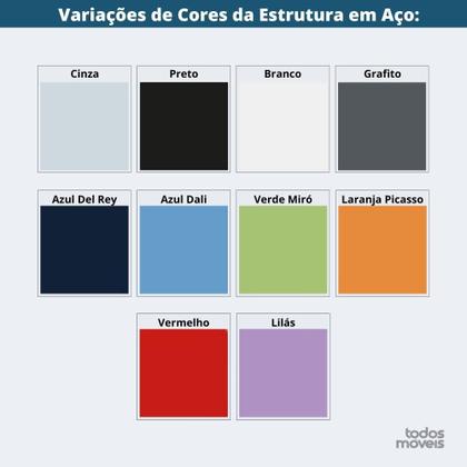 Imagem de Mesa Escritório P25 TUB Pandin 150 cm (Larg) x 70 cm (Prof) Tampo MDP Branco Pé Aço Tubular Azul