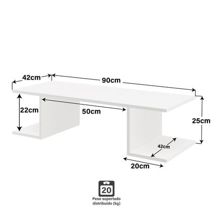 Imagem de Mesa Escritório Suspensa Escrivaninha Computador 90x42cm Com Prateleiras