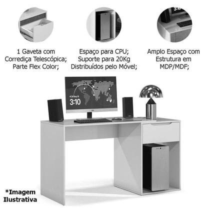 Imagem de Mesa Escrivaninha 1 Gaveta Com Suporte Para Cpu Flop Preto
