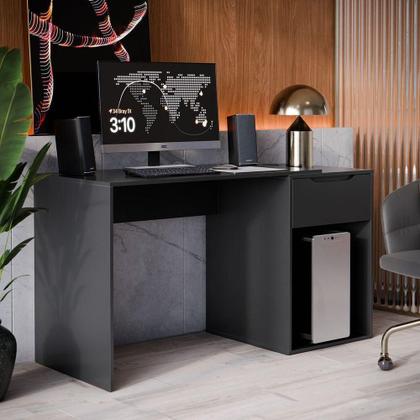 Imagem de Mesa Escrivaninha 1 Gaveta Com Suporte Para Cpu Flop Preto