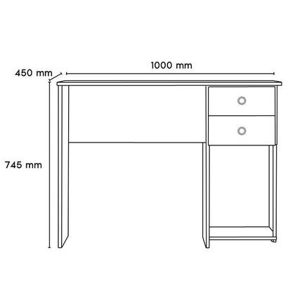 Imagem de Mesa Escrivaninha 2 Gavetas 1 Prateleira Preto Fosco - Qmovi