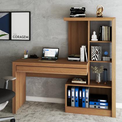 Imagem de Mesa Escrivaninha 2 Portas 1 Gaveta para Computador Homework Amêndoa - Panorama Móveis