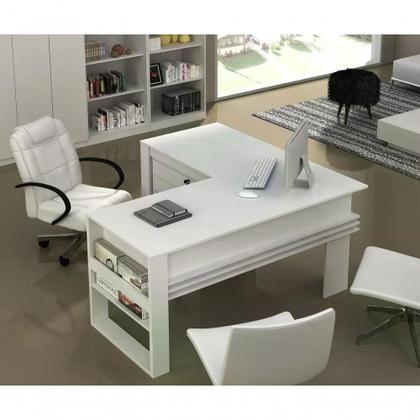 Imagem de Mesa Escrivaninha Angular Para Escritorio Me4145 Branco