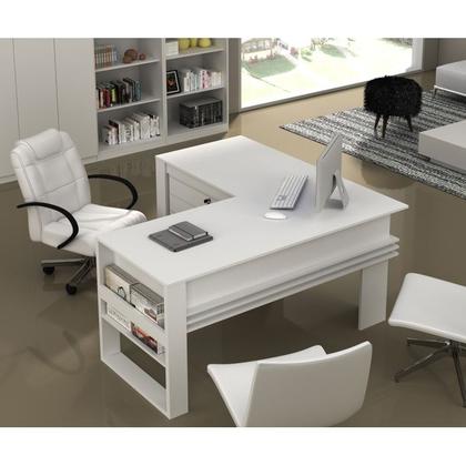 Imagem de Mesa Escrivaninha Angular Para Escritorio ME4145 Branco Tecno Mobili