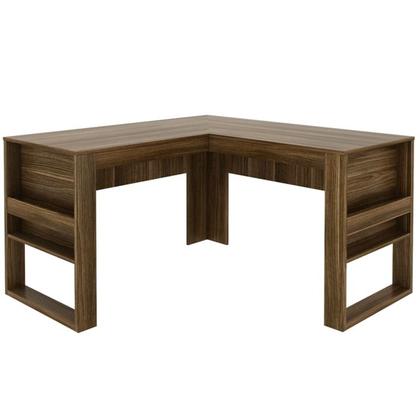 Imagem de Mesa Escrivaninha Angular Para Escritorio ME4145 Nogal Preto Tecno Mobili