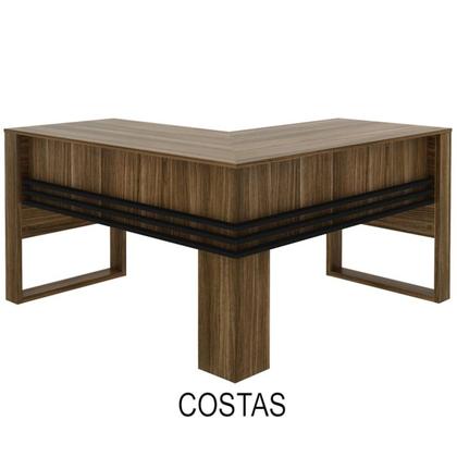 Imagem de Mesa Escrivaninha Angular Para Escritorio ME4145 Nogal Preto Tecno Mobili
