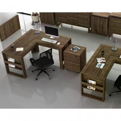 Imagem de Mesa Escrivaninha Angular Para Escritorio Me4145 Nogal