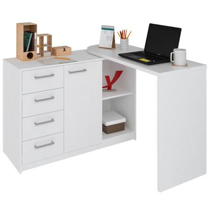 Imagem de Mesa Escrivaninha Articulada em L de Canto Tampo Rotatório Logan