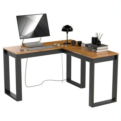 Imagem de Mesa Escrivaninha Berlim De Canto Em L Para Quarto E Escritório Com Espaço Para E Computador Canela