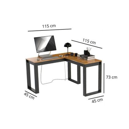Imagem de Mesa Escrivaninha Berlim De Canto Em L Para Quarto E Escritório Com Espaço Para E Computador Canela