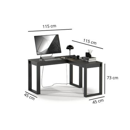 Imagem de Mesa Escrivaninha Berlim De Canto Em L Para Quarto E Escritório Com Espaço Para E Computador Preto