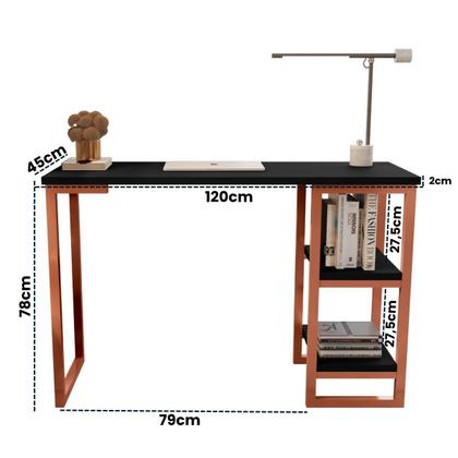 Imagem de Mesa Escrivaninha Cairo Em Aço Com Prateleiras Home Office