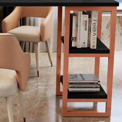 Imagem de Mesa Escrivaninha Cairo Em Aço Com Prateleiras Home Office