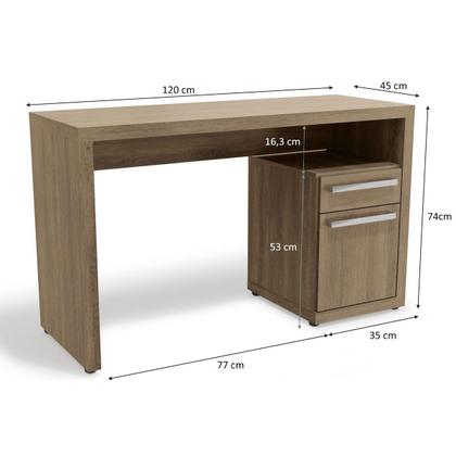 Imagem de Mesa Escrivaninha Casal S970 c/ 1 Porta e 1 Gaveta Nogal - Kappesberg