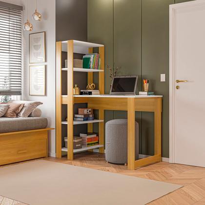 Imagem de Mesa Escrivaninha com Estante e 4 Prateleiras Licce