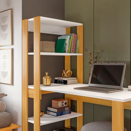 Imagem de Mesa Escrivaninha com Estante e 4 Prateleiras Licce