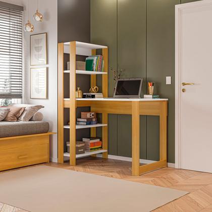 Imagem de Mesa Escrivaninha com Estante e 4 Prateleiras Licce