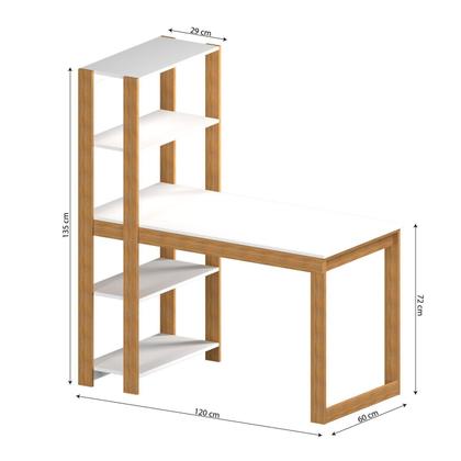 Imagem de Mesa Escrivaninha com Estante e 4 Prateleiras Licce