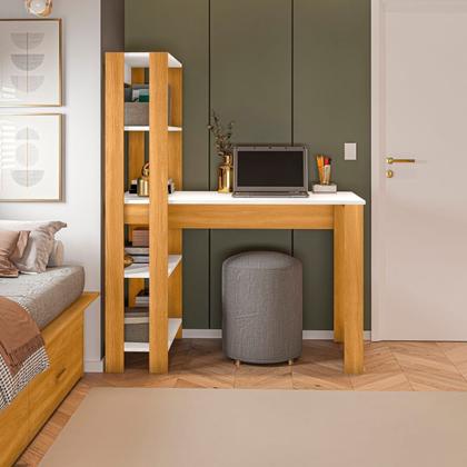 Imagem de Mesa Escrivaninha com Estante e 4 Prateleiras Licce