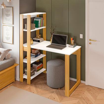 Imagem de Mesa Escrivaninha com Estante e 4 Prateleiras Licce