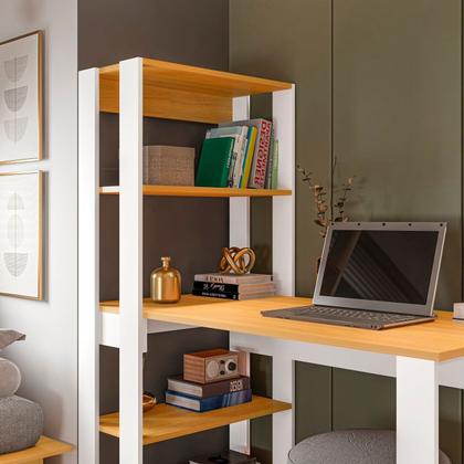 Imagem de Mesa Escrivaninha com Estante e 4 Prateleiras Licce