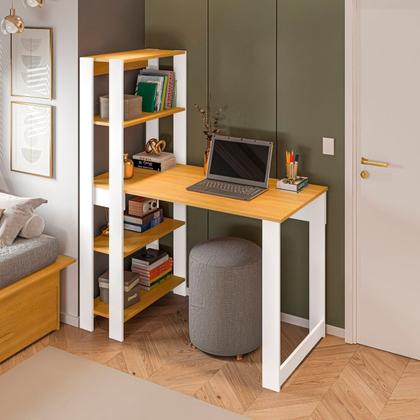 Imagem de Mesa Escrivaninha com Estante e 4 Prateleiras Licce