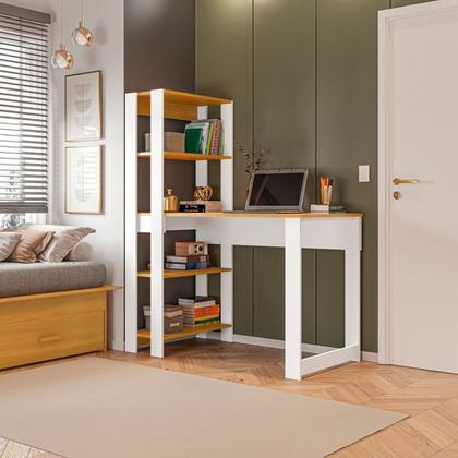 Imagem de Mesa Escrivaninha com Estante e 4 Prateleiras Licce