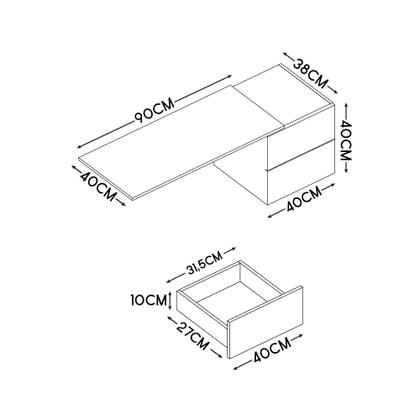 Imagem de Mesa Escrivaninha Com Gaveteiro Duplo Elegante Penteadeira Pratico Organizador MDF