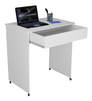 Imagem de Mesa Escrivaninha Compact Not 0,70 Ofertamo Branco Rodízios e Gaveta