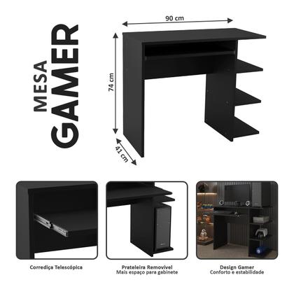 Imagem de Mesa Escrivaninha Computador Escritório Office Gamer Pc Cor/Pek Móveis.