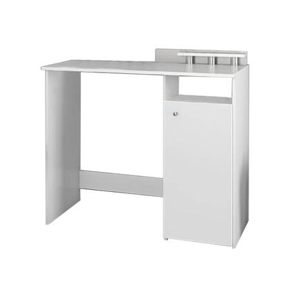 Mesa Escrivaninha Computador Notebook 1 Porta Branco - Alpoim Imagem de Mesa Escrivaninha Computador Notebook 1 Porta Branco