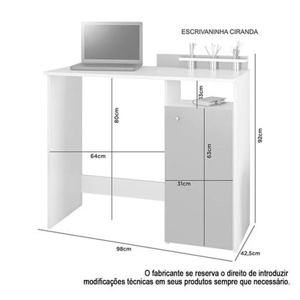 Mesa Escrivaninha Computador Notebook 1 Porta Branco - Alpoim Imagem de Mesa Escrivaninha Computador Notebook 1 Porta Branco
