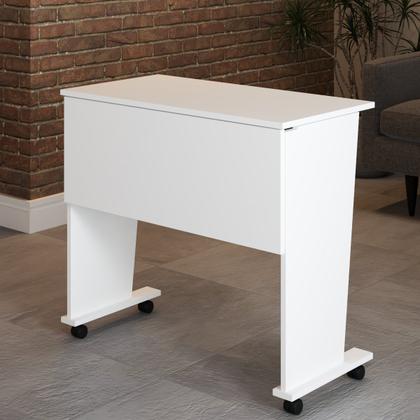 Imagem de Mesa Escrivaninha Dobrável Alpes com Rodízio Branco - Panorama Móveis