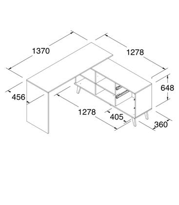 Imagem de Mesa Escrivaninha em L 2 Gavetas e Nichos MDP Br/Cdk 0747