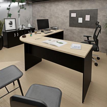 Imagem de Mesa Escrivaninha em L Canto Arredondado 140x60cm