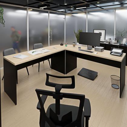 Imagem de Mesa Escrivaninha em L Canto Arredondado 140x60cm