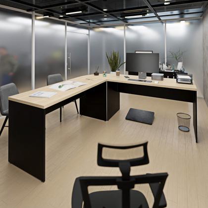 Imagem de Mesa Escrivaninha em L Canto Arredondado 140x60cm