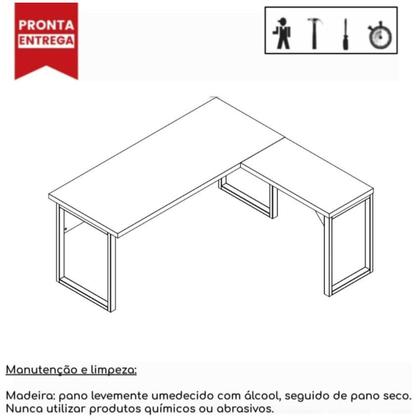 Imagem de Mesa Escrivaninha em L (Mesa 1,50m + Mesa Auxiliar) com Gavetas WORKSTART MARSALA/PRETO