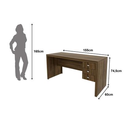 Imagem de Mesa Escrivaninha Engrossurada 155m com 3 Gavetas ME4113 Tecnomóbili