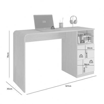Imagem de Mesa Escrivaninha Esmeralda 2 Gavetas Cinamomo/Off White - Pnr Móveis