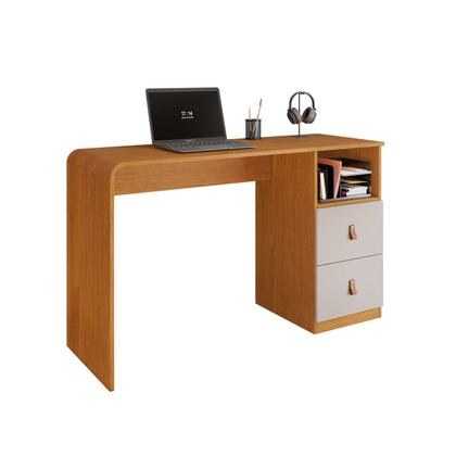Imagem de Mesa Escrivaninha Esmeralda 2 Gavetas Cinamomo/Off White - Pnr Móveis