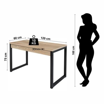 Imagem de Mesa Escrivaninha Estudo Escritório Ciplafe Office Tubo Preto Fosco com Tampo Madeira MDP Laminado 1,20M X 0,60M