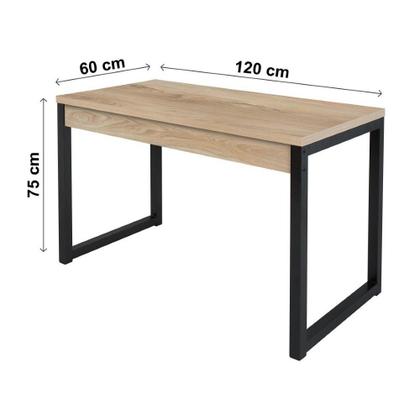 Imagem de Mesa Escrivaninha Estudo Escritório Ciplafe Office Tubo Preto Fosco com Tampo Madeira MDP Laminado 1,20M X 0,60M